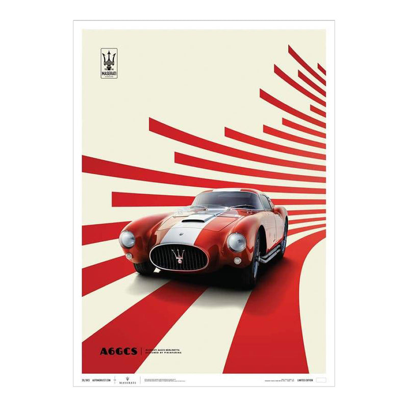 Póster de diseño A6GCS Berlinetta Rossa