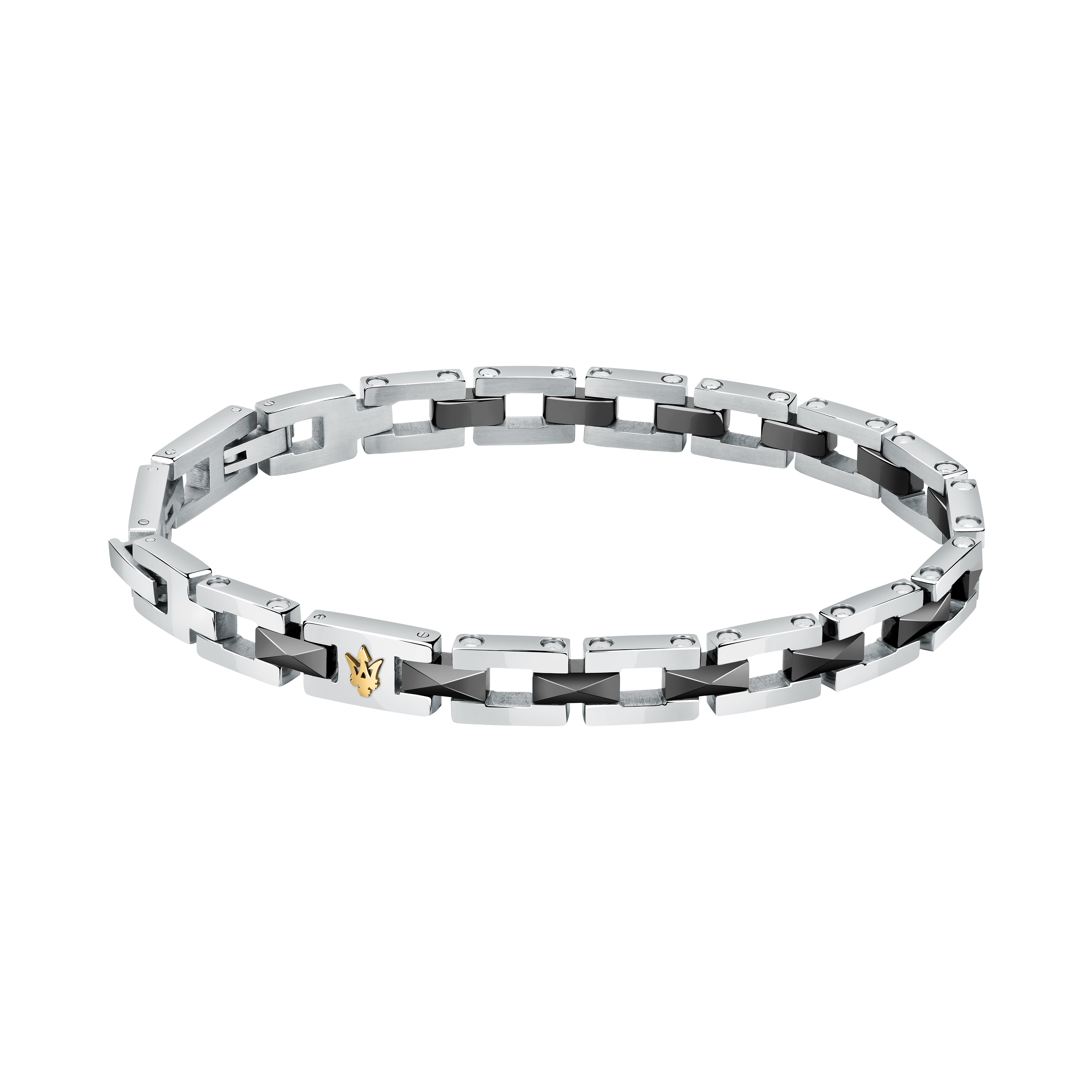 Bracelet Homme Maserati – Acier Inoxydable, Longueur 21,5 Cm, Argenté, Neuf Avec étiquettes