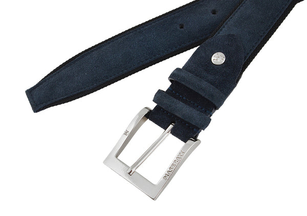 Men s dark blue suede belt