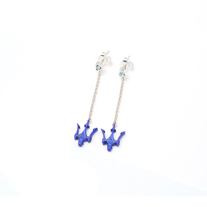 Blue Trident Pendant Earrings