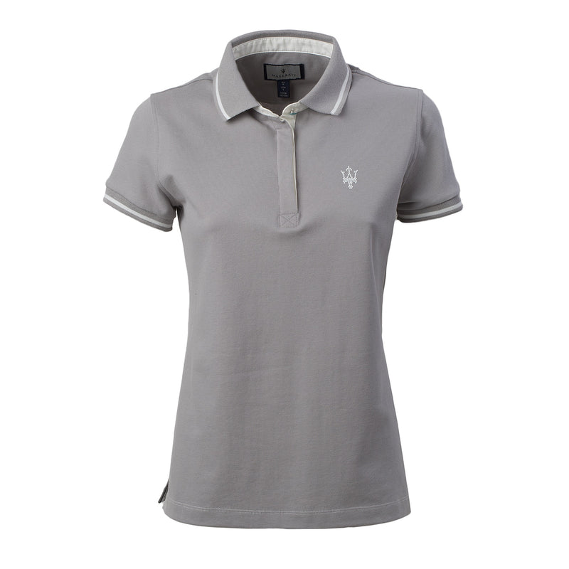 Camiseta polo de mujer de manga corta gris