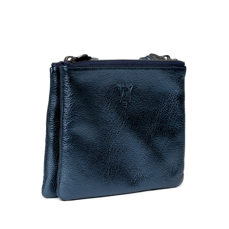 Blue LamÃ© Double Pouch