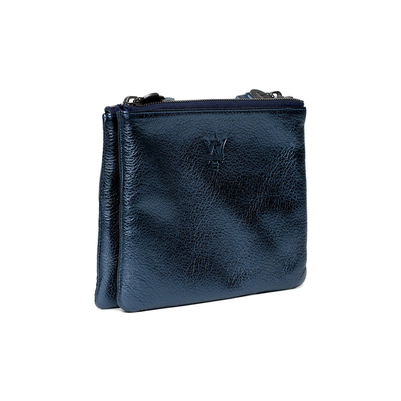 Blue LamÃ© Double Pouch