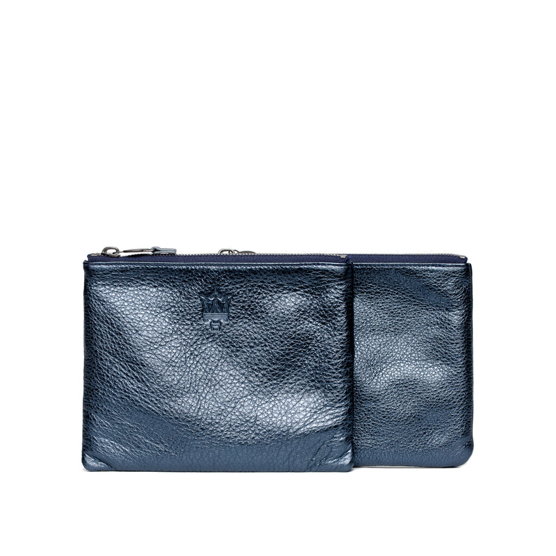 Blue LamÃ© Double Pouch