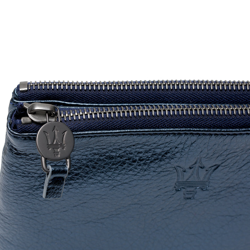 Blue LamÃ© Double Pouch