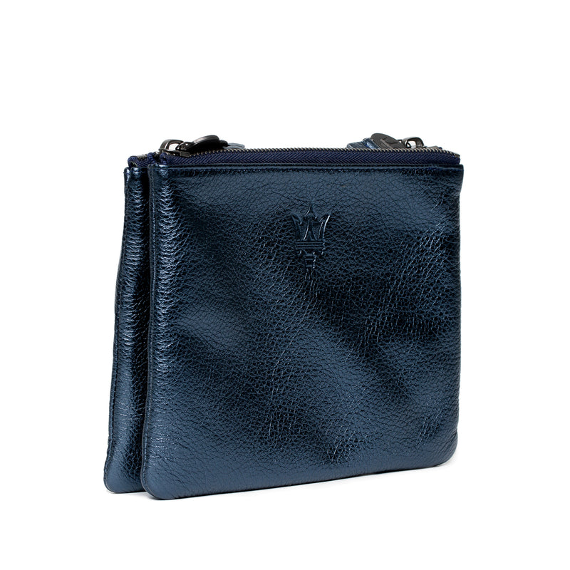 Blue LamÃ© Double Pouch