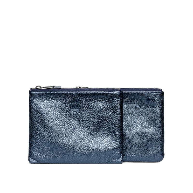 Blue LamÃ© Double Pouch