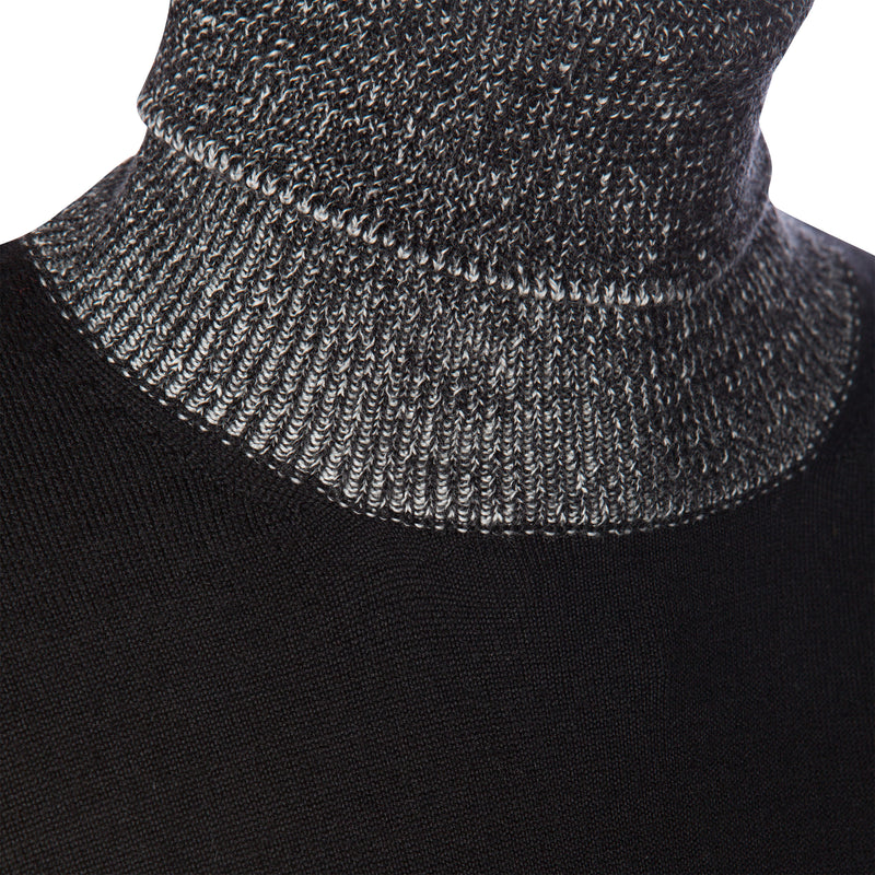 Women's Black White Turtleneck Sweater