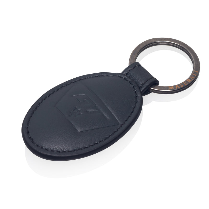 Oval leather keychain