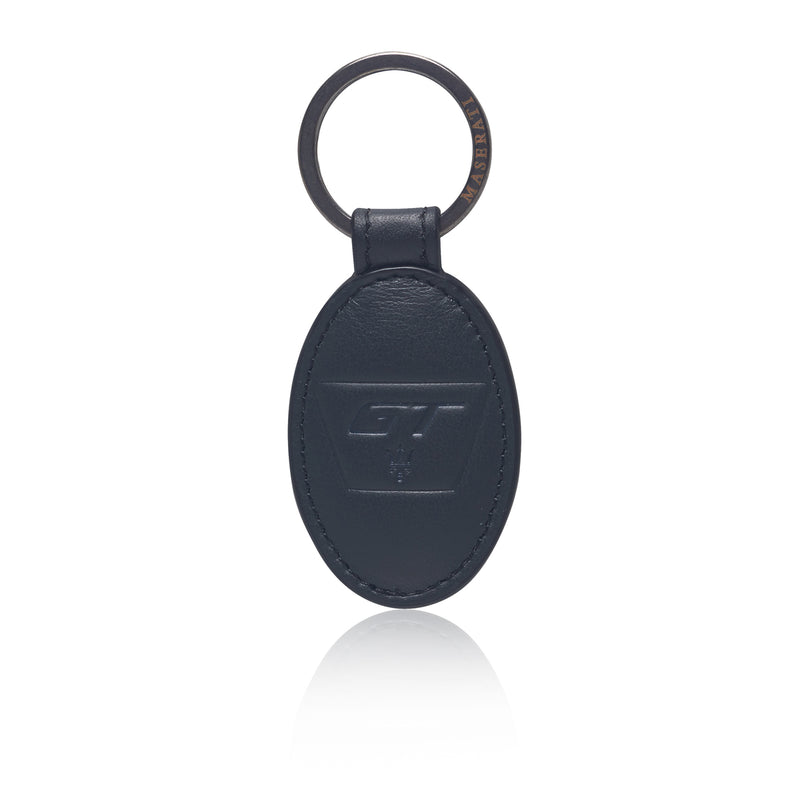 Oval leather keychain