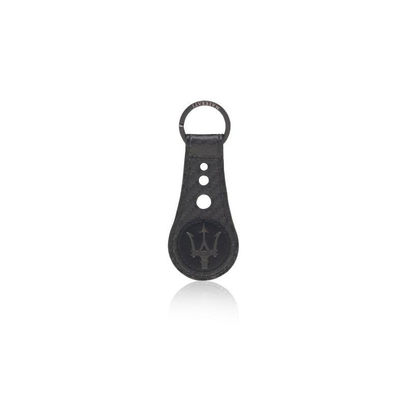 Carbon and black leather keychain