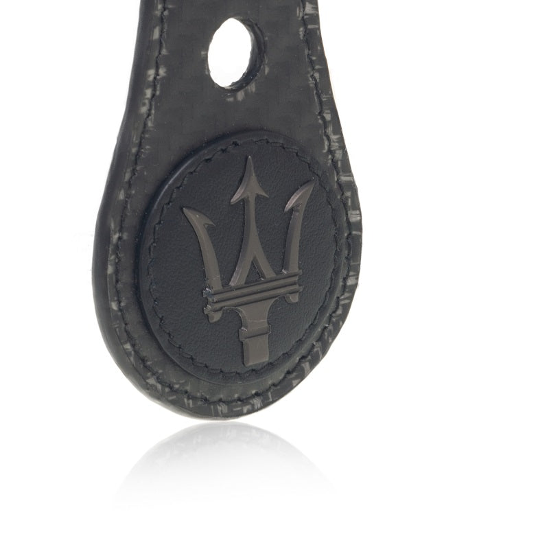 Carbon and black leather keychain