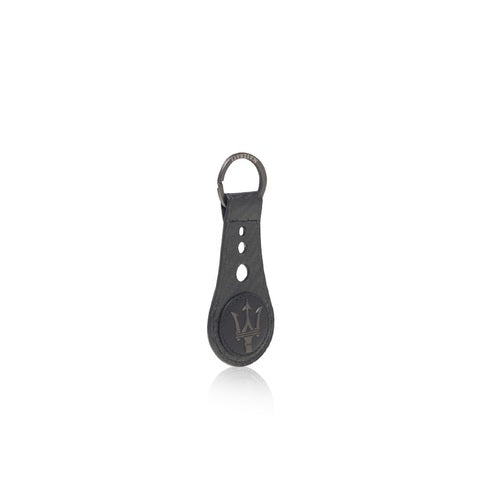Carbon and black leather keychain