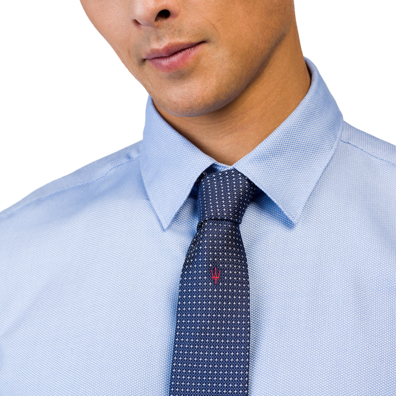 SILK TIE WITH BLUE MICRODESIGN