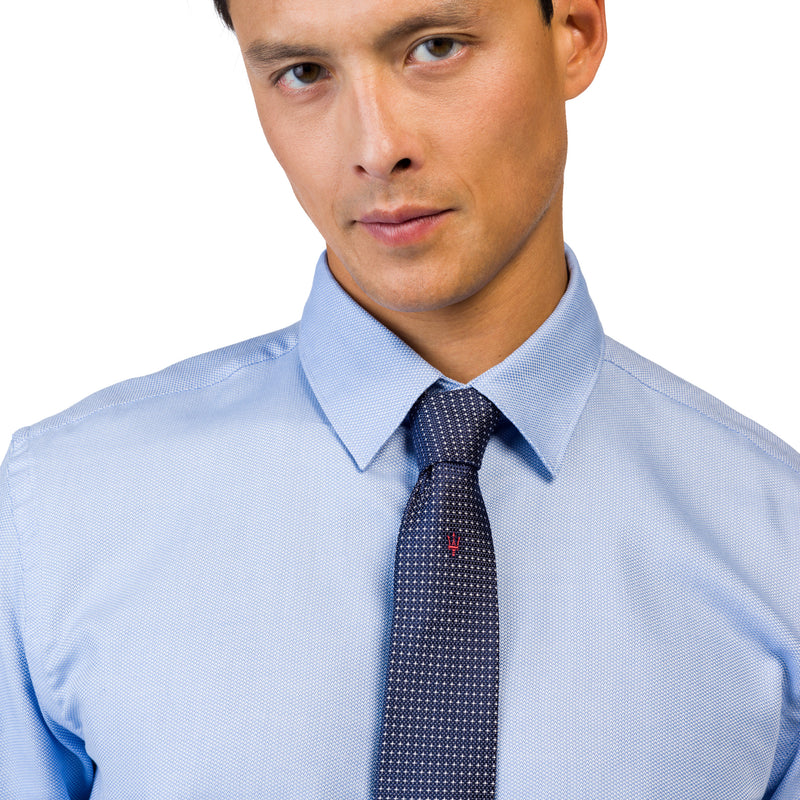 SILK TIE WITH BLUE MICRODESIGN