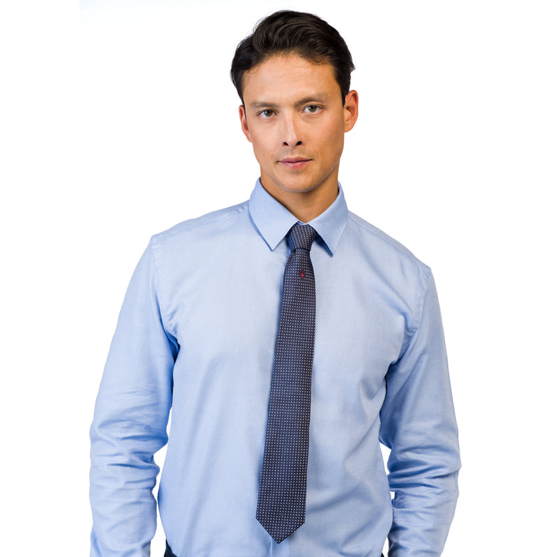 SILK TIE WITH BLUE MICRODESIGN