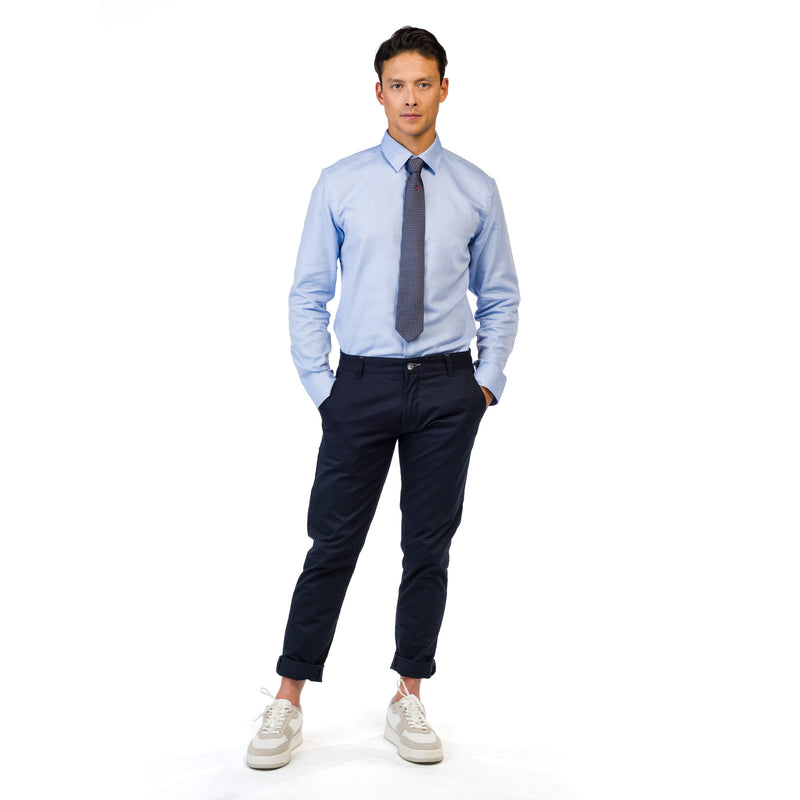 SILK TIE WITH BLUE MICRODESIGN