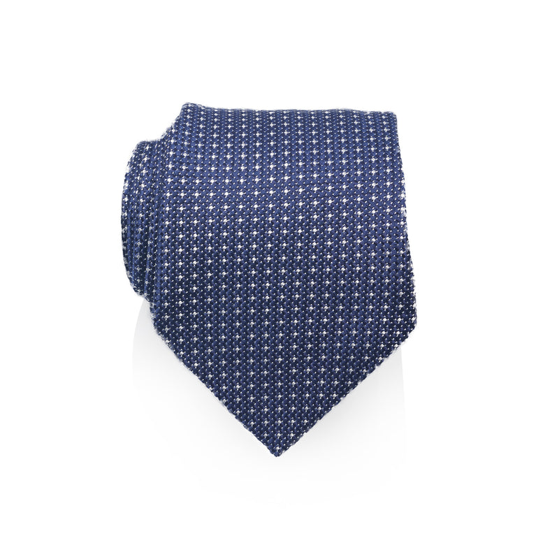 SILK TIE WITH BLUE MICRODESIGN