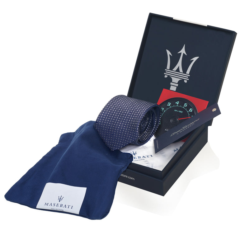 SILK TIE WITH BLUE MICRODESIGN