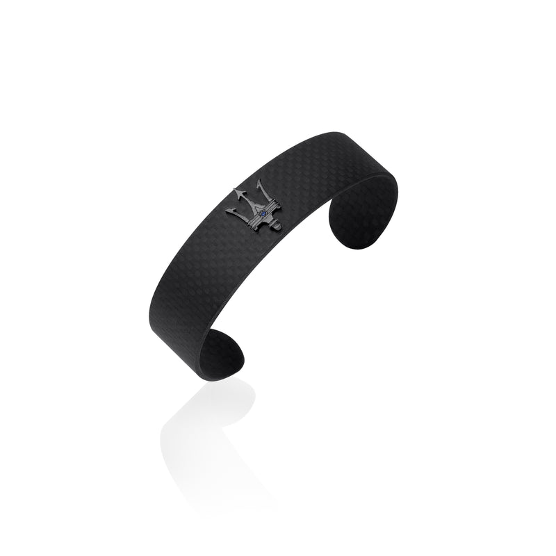 PULSERA DE CARBONO CON TRIDENTE NEGRO Y DIAMANTE