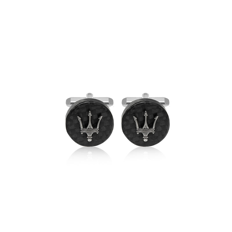 Round carbon cufflinks