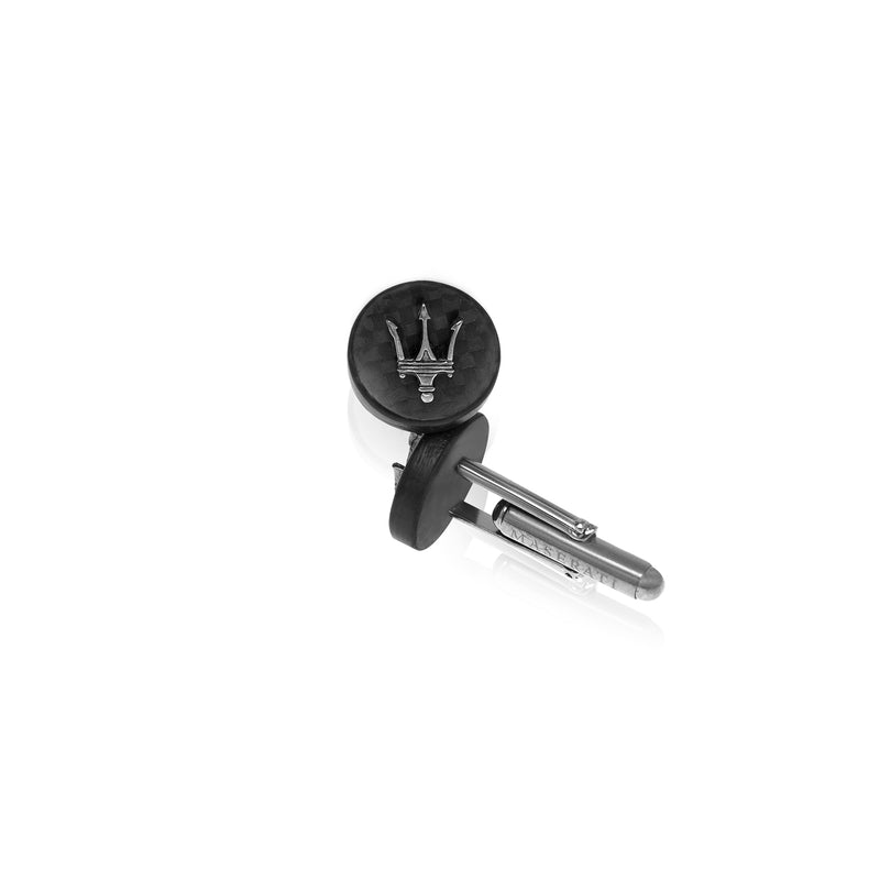 Round carbon cufflinks