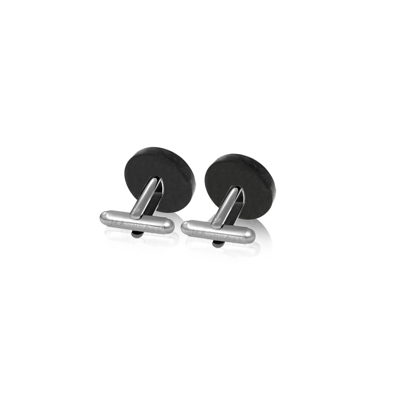 Round carbon cufflinks