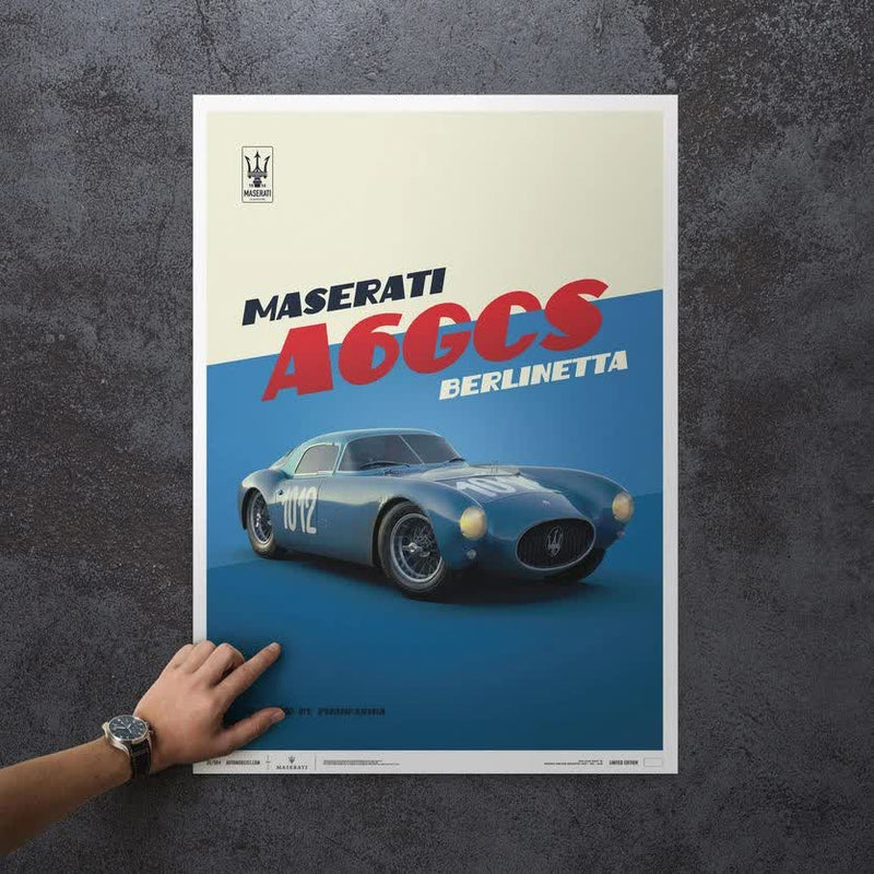 Design Poster A6GCS Berlinetta Blue