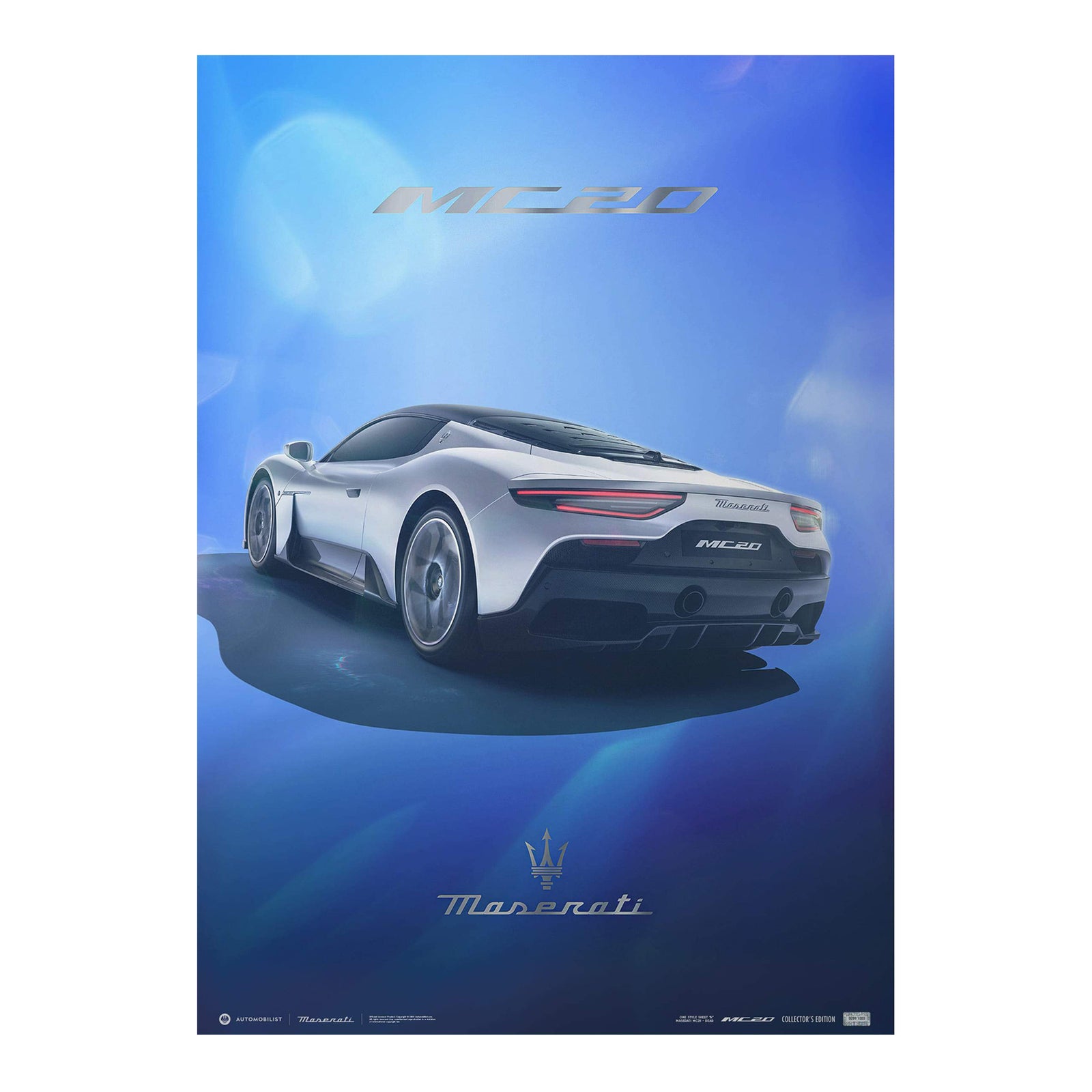 Design Poster MC20 Rear View Blue - Collector's Edition – US