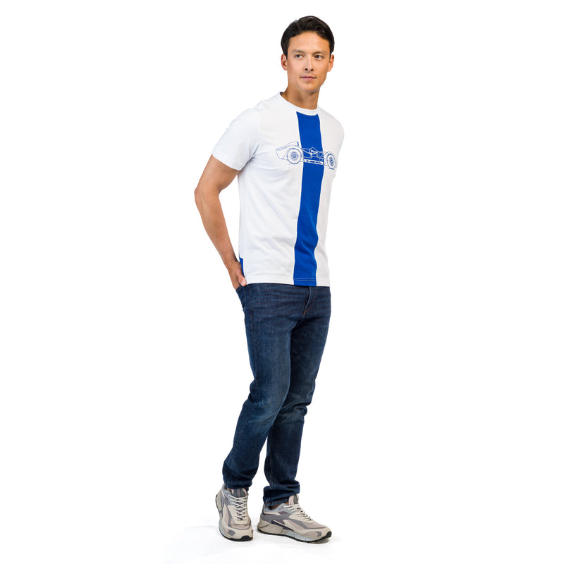 Camiseta T61 blanca y azul para hombre 