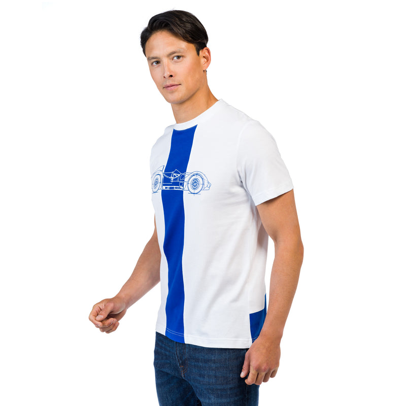 Camiseta T61 blanca y azul para hombre 