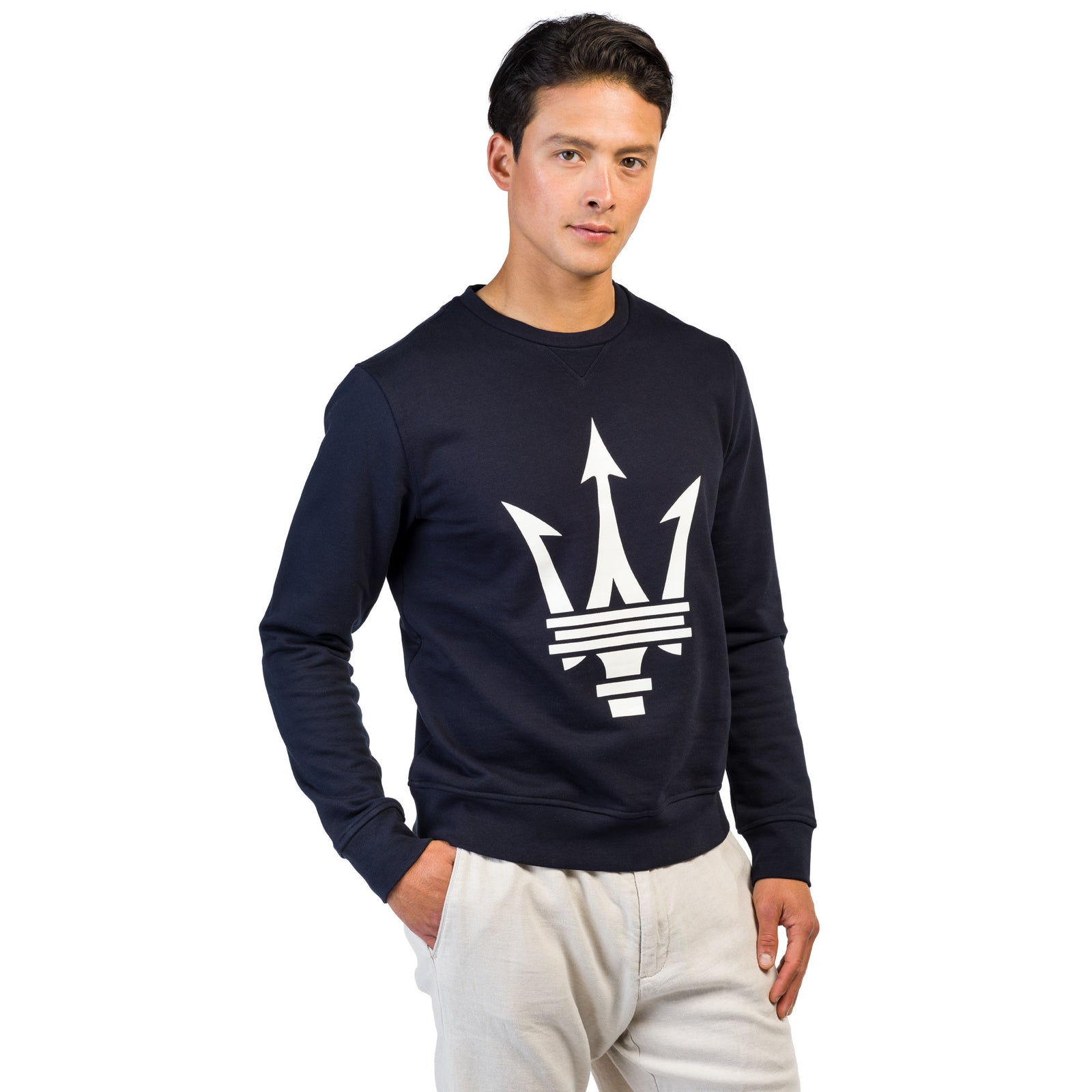 Blue Unisex Sweatershirt with maxi Maserati trident – US 