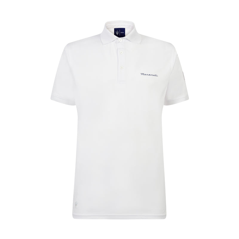 White Unisex Polo Shirt with Trident