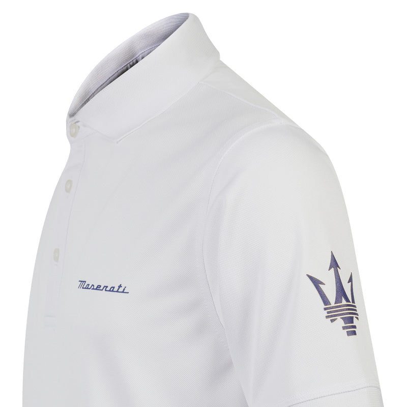 White Unisex Polo Shirt with Trident