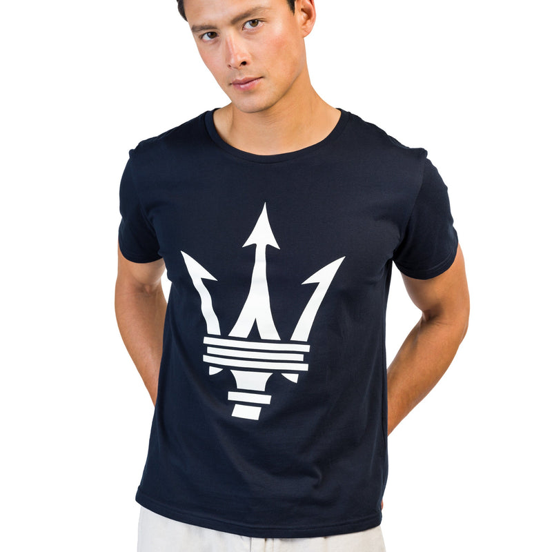 Blue Unisex T-Shirt with Maxi Maserati Trident - Main Image