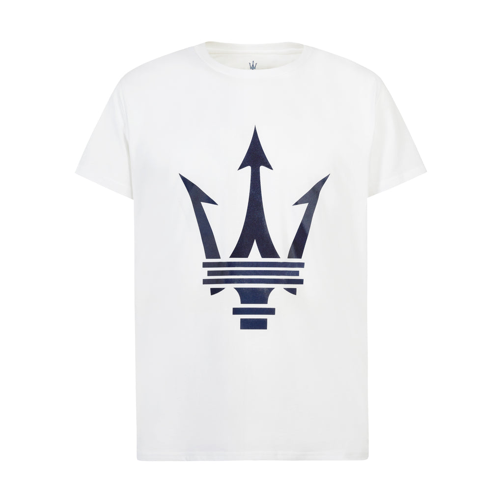 White Unisex T-Shirt with Maxi Maserati Trident – US - Maserati Store