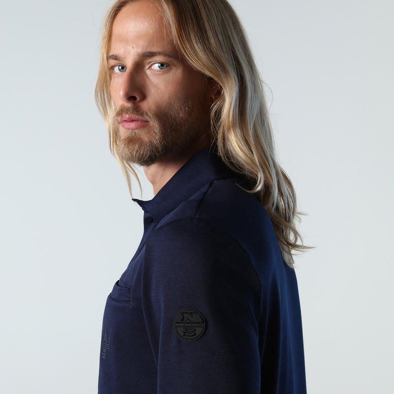 Blue Recycled piqué polo shirt